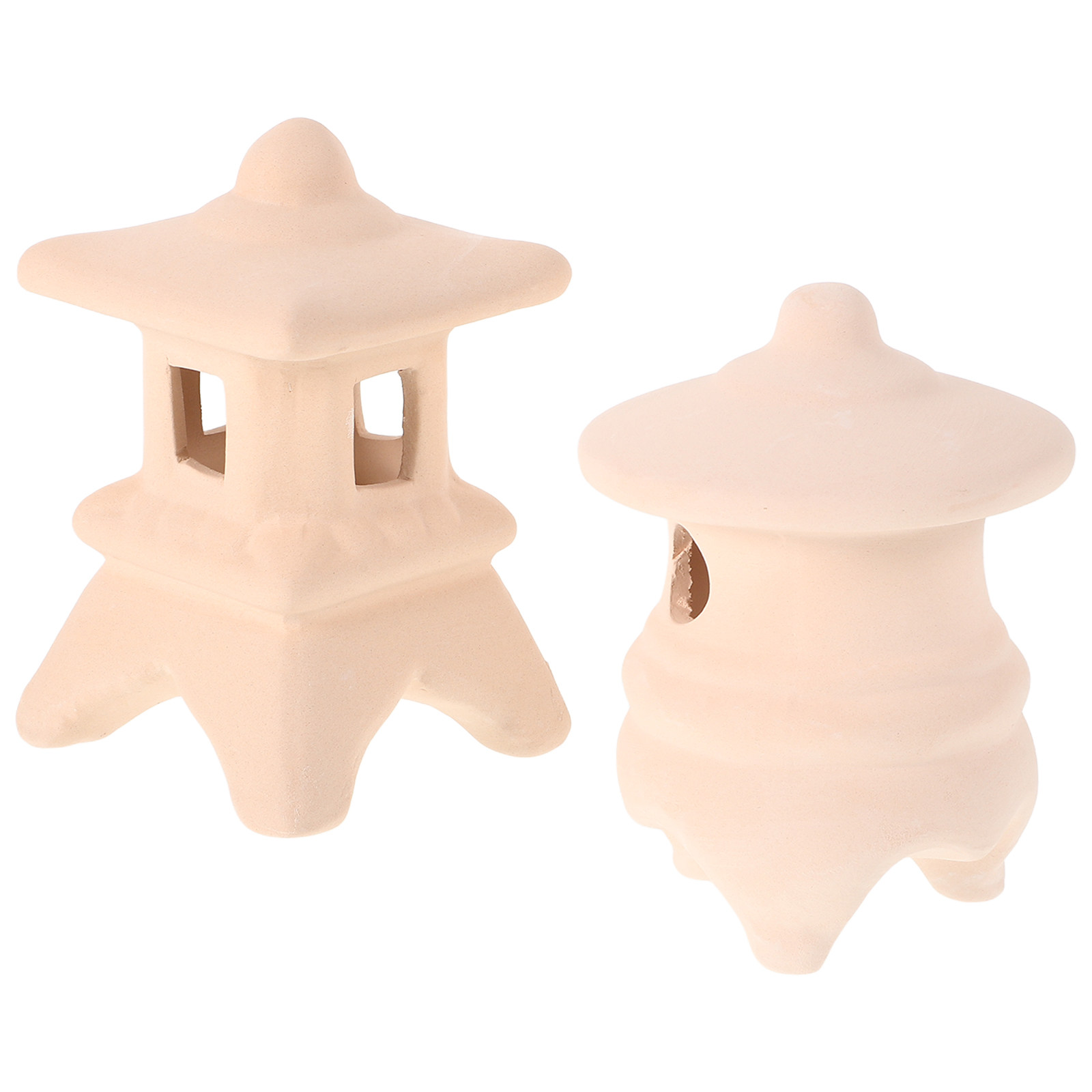 Hide Cave Ceramic - 2個セット セラミック製水槽用隠れ家 ベタエビ用シェルター 日本の禅庭スタイル ミニチュア塔石魚洞